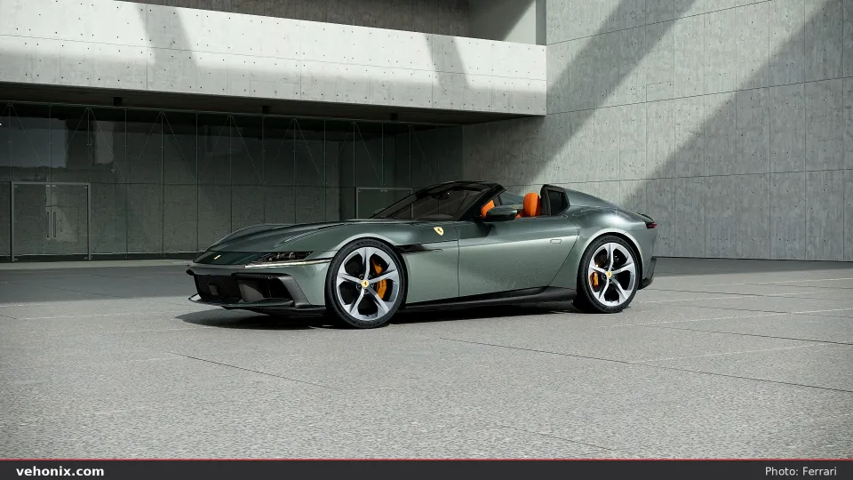 2026 Ferrari 12Cilindri Spider open-top, high-angle front three-quarter