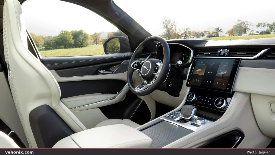 2026 Jaguar F-Pace P550 SVR oyster cabin with Pivi Pro and SVR seats