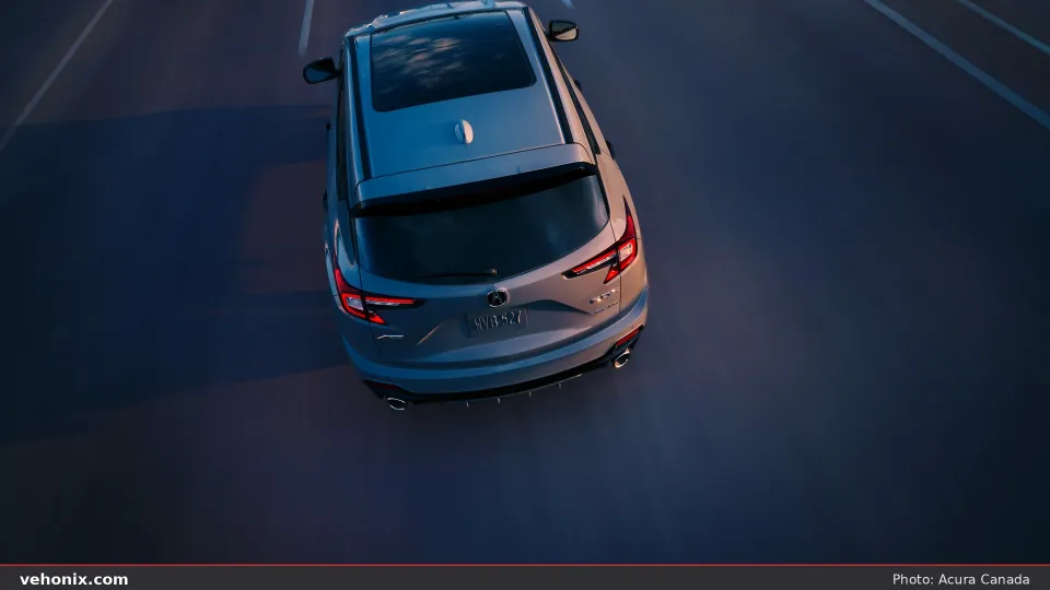 2026 Acura RDX SH-AWD overhead rear view on the road