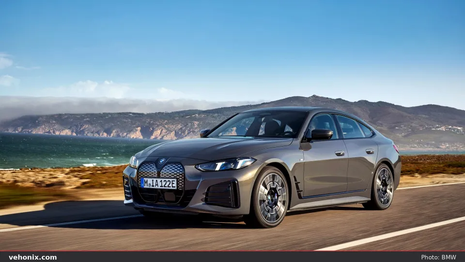 2026 BMW i4 eDrive40 Gran Coupe in blue, exterior view