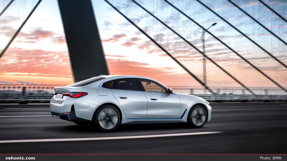 2026 BMW i4 eDrive40 Gran Coupe in white, exterior view