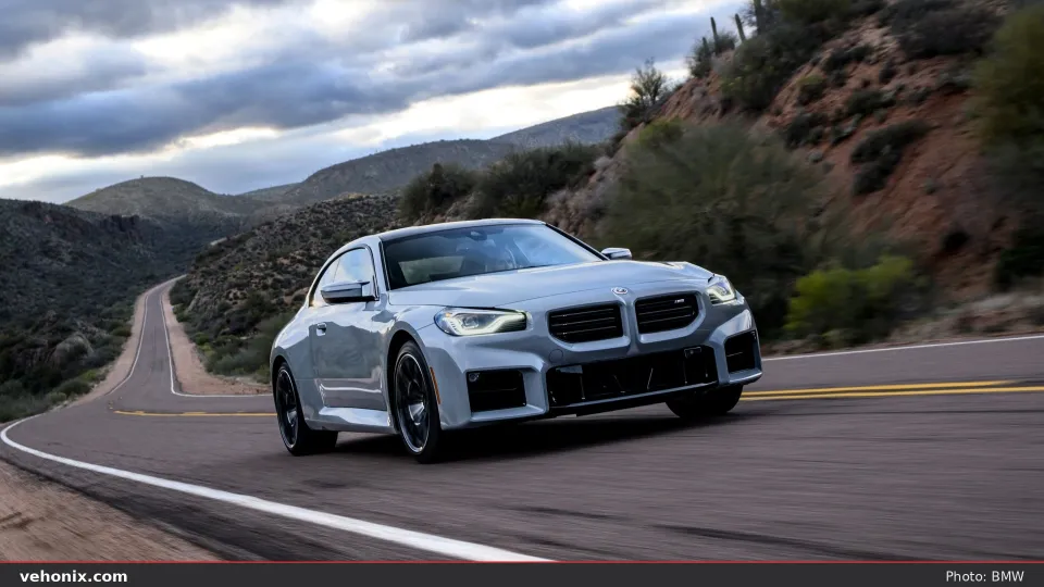 2026 BMW M2 in blue, on-location view