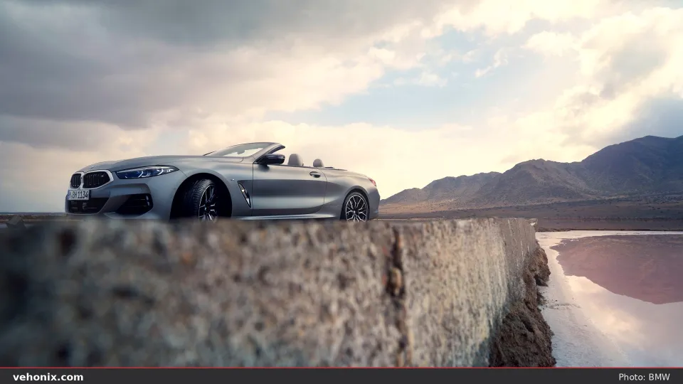 2026 BMW M850i xDrive Convertible in blue, exterior view