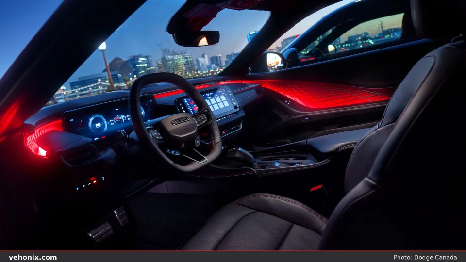 2026 Dodge Charger Daytona R/T cabin with red Attitude Adjustment lighting
