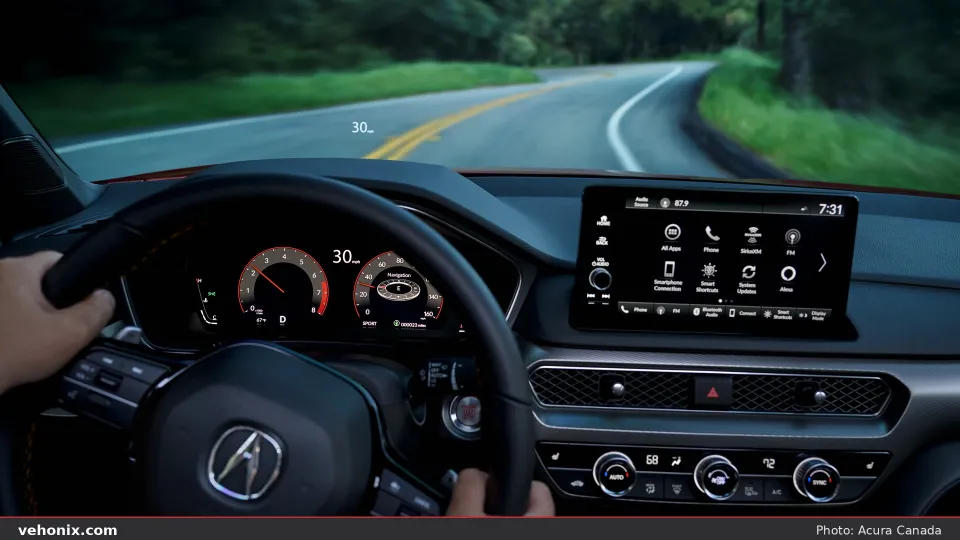 2026 Acura Integra A-SPEC driver’s view of the cockpit, digital gauges and touchscreen