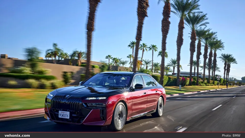 2026 BMW 760i xDrive in blue, on-location view