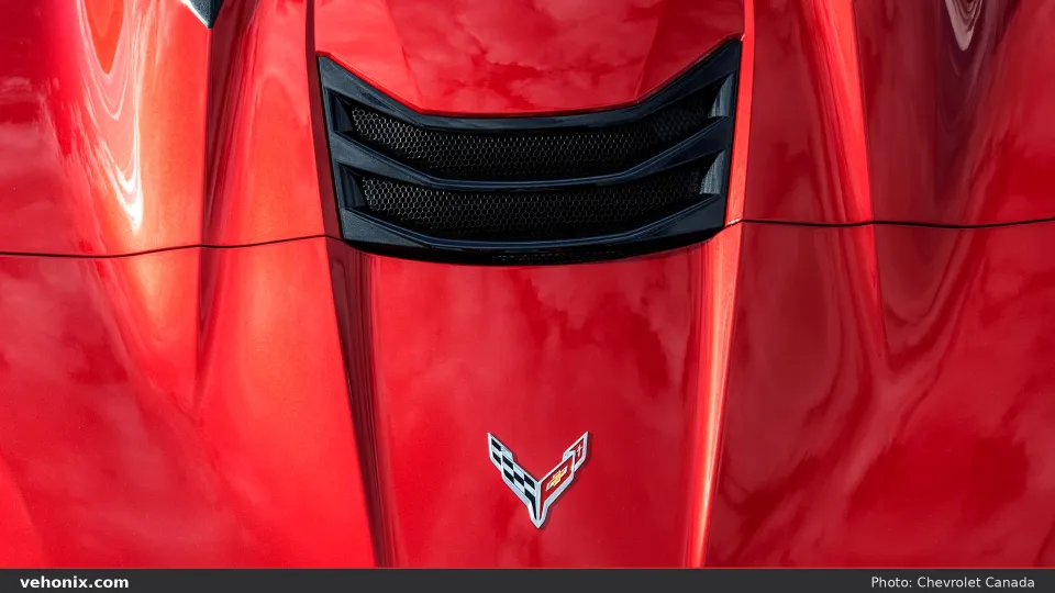 2026 Chevrolet Corvette Z06 in red, hood vent detail