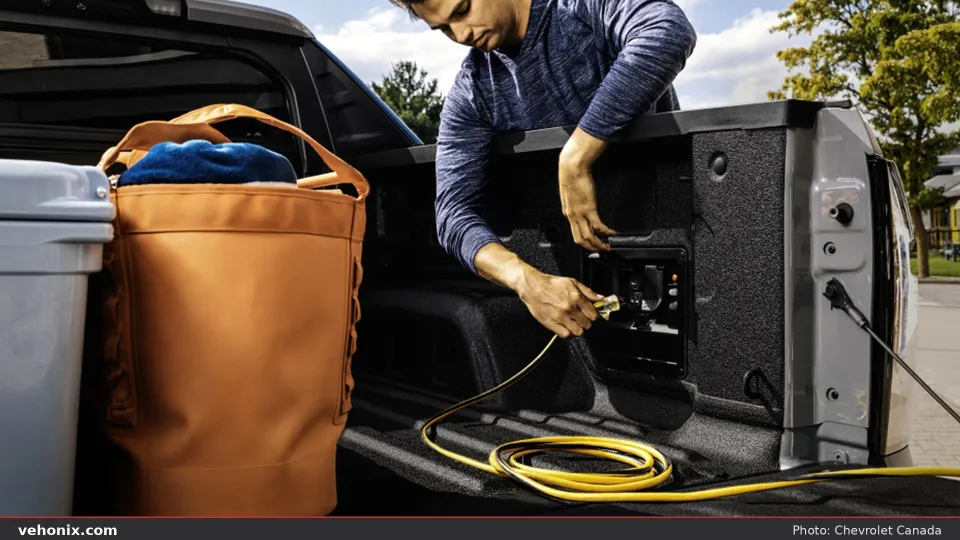 2026 Chevrolet Silverado EV WT Std, power outlet in the front trunk