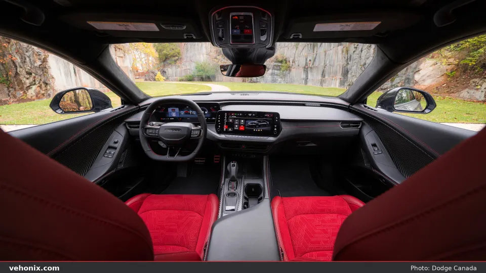 2026 Dodge Charger Scat Pack cabin with Demonic Red performance seats