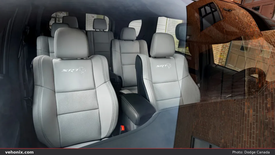 2026 Dodge Durango SRT Hellcat Jailbreak light grey leather seats with SRT Hellcat embroidery