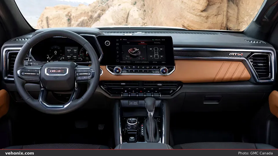 2026 GMC Canyon AT4 cabin interior for the AT4X AEV selection