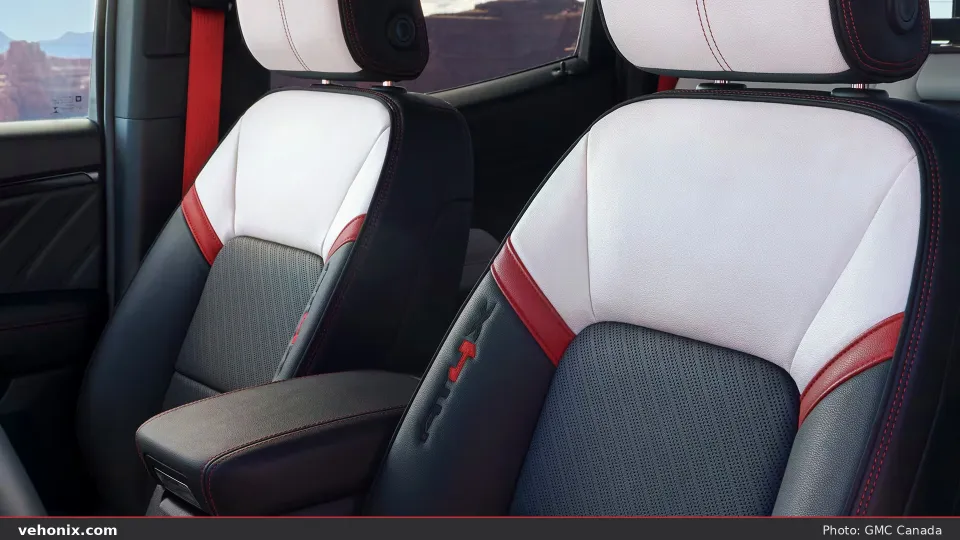 2026 GMC Canyon AT4X rugged front seats with contrast stitching