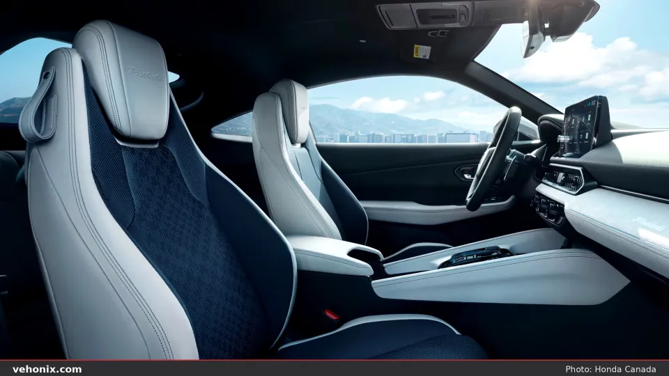 2026 Honda Prelude two-tone white and navy cabin looking toward the dash