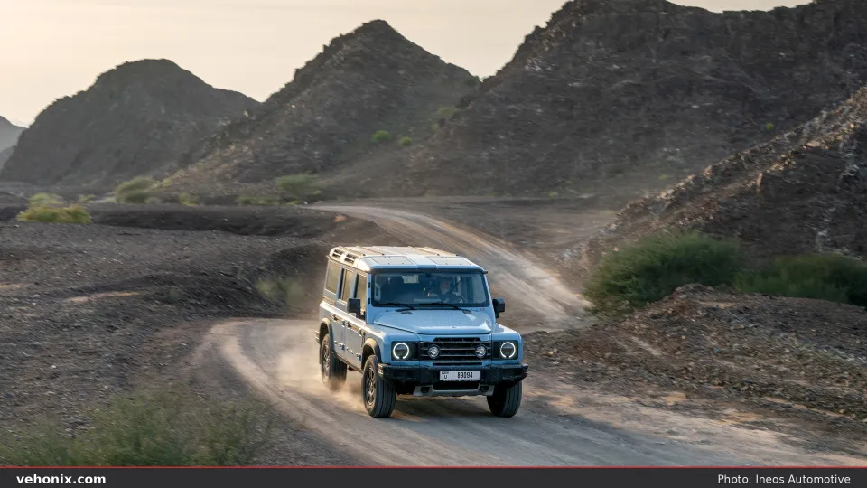 2026 Ineos Grenadier Fieldmaster in blue-grey, front three-quarter exterior