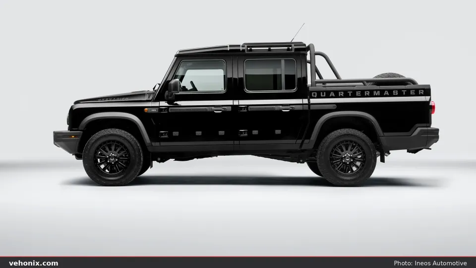 2026 Ineos Grenadier Quartermaster Black in black, side profile exterior