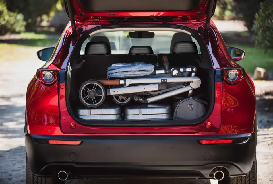 2026 Mazda CX-30 cargo area with the liftgate open