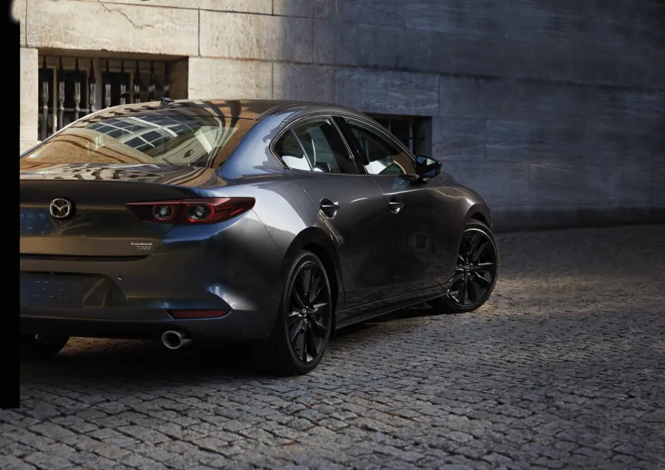 2026 Mazda3 sedan Turbo, rear three-quarter view