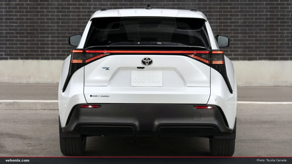 Toyota bZ electric SUV, rear three-quarter view