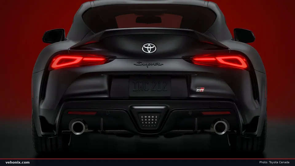 2026 Toyota GR Supra 3.0 MkV Final Edition rear view with red tail lights