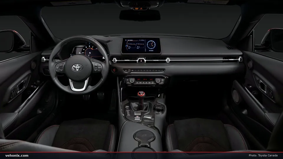 2026 Toyota GR Supra 3.0 MkV Final Edition front view of the dashboard and seats