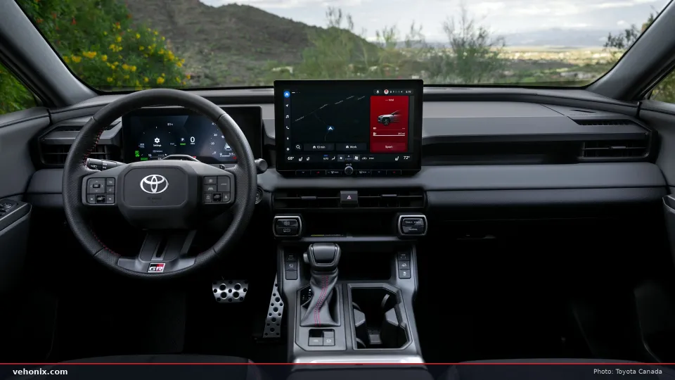 2026 Toyota RAV4 GR SPORT PHEV dashboard with large touchscreen and digital gauges