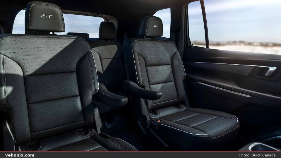 2026 Buick Enclave ST second-row captain’s chairs and third-row bench in black
