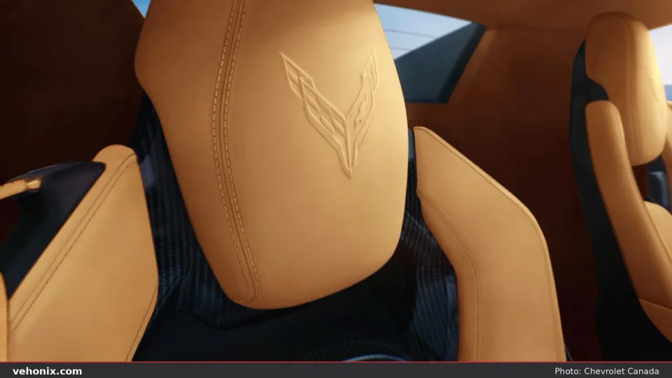 2026 Chevrolet Corvette Z06, tan seat headrest with logo