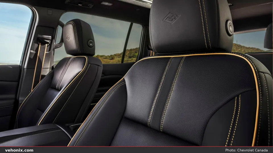 2026 Chevrolet Traverse, black front seats with orange stitching