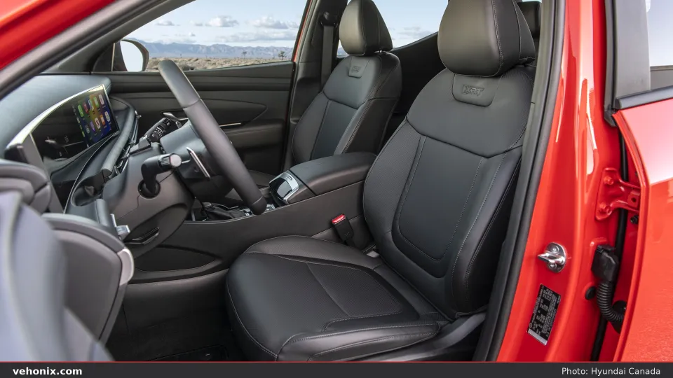 2026 Hyundai Santa Cruz black cabin with XRT seat logos and dual displays
