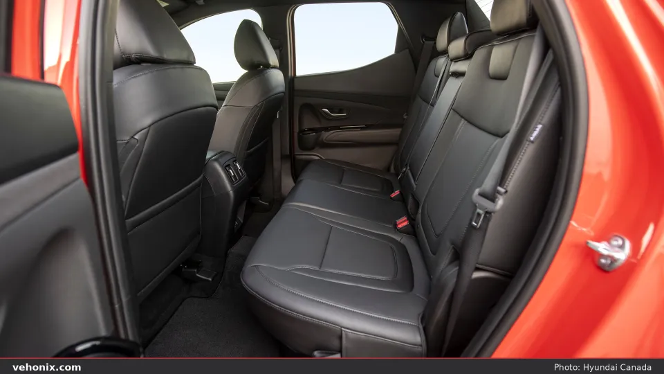 2026 Hyundai Santa Cruz rear passenger bench in black upholstery