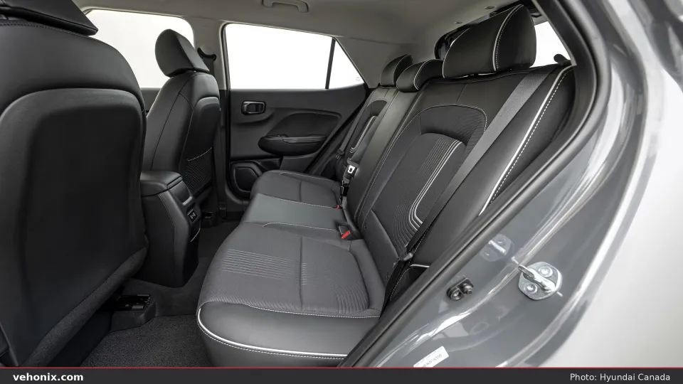 2026 Hyundai Venue grey cloth rear bench seats from the open door