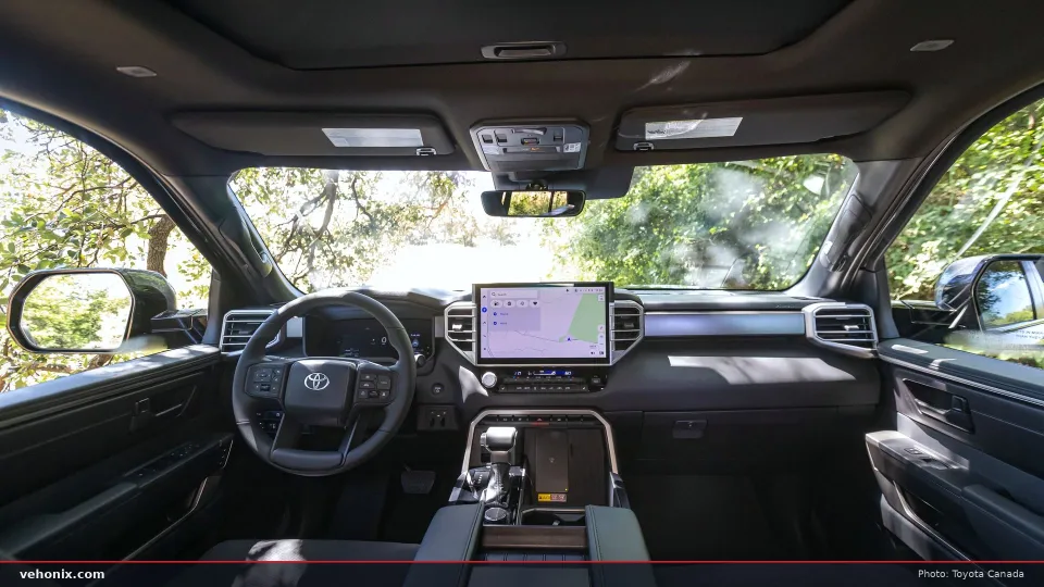 2026 Toyota Tundra Trailhunter full cabin and dashboard with large touchscreen