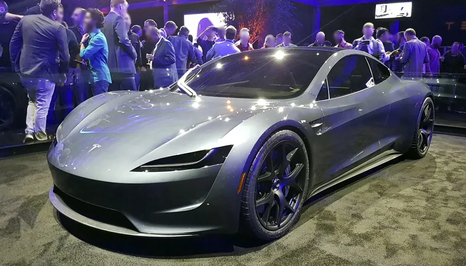 A grey Tesla Roadster concept shown at the November 2017 launch event